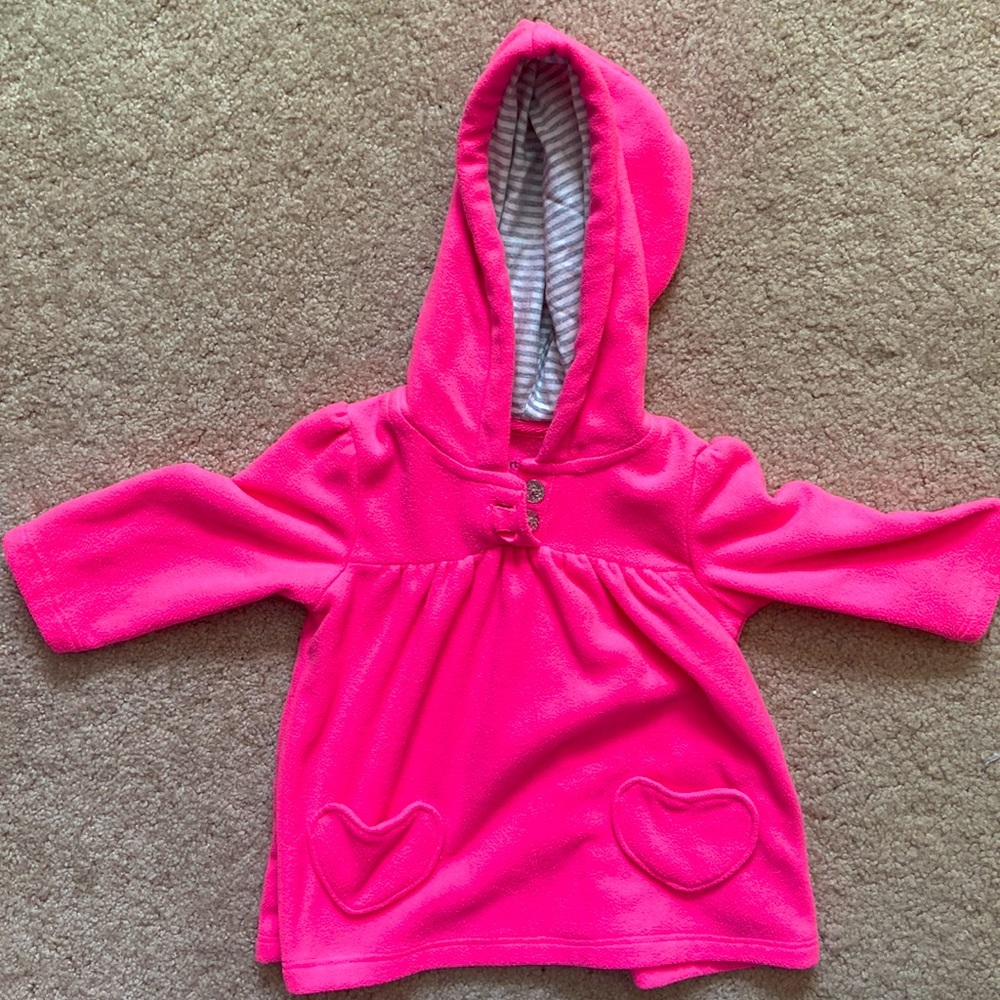 Hot pink hoodie with silver buttons